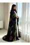 Printed Chiffon Front Open Abaya Set (with Headscarf)
