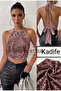 Back-Tie Sequin Detailed Bustier