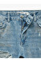 Stoned Frayed Pocketed Buttoned Straight Leg Denim Trousers - Longer Straight Fit Jeans - 8
