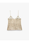 Lace-Up V-Neck Printed Rope Strap Blouse - 2