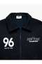 Printed Polo Collar Zippered Bomber Jacket with Raised Long Sleeves - 3