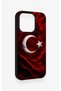 iPhone 14 Pro Compatible Wolf Turkish Flag Patterned Silicone Case - 3