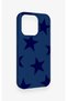 iPhone 14 Pro Compatible Navy Blue Star Pattern Silicone Case - 3