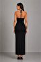 Black Low-Cut Halter Neck Long Evening Dress - 4