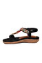 Black Stone Embellished Women's Wedge Heel Sandals - 2