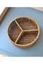 1 Piece Round Wicker Snack Bowl with 3 Compartments 19 cm Presentation Plate - 3