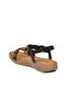 Black Patterned Women's Wedge Heel Sandals - 4