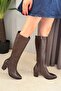 Women's Monika Brown 7cm Heeled Zippered Boots - 2