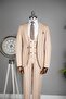 3 button flat vest suit beige - 3
