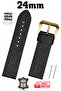 24mm Black Floter Sport Genuine Leather Watch Band Strap with Smart Pins