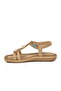Beige Patterned Embroidered Women's Flat Sandals - 4