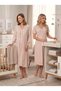 New Season Beige Summer Lace Detailed Buttoned Breastfeeding Compatible Design Short Sleeve Maternity Maternity Dressing Gown Nightgown Set - 6