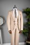 3 button flat vest suit beige