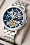 Automatic Mechanism Steel Cord, Steel Case Men's Wristwatch Bracelet Gift Silver-Blue S