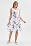 Muslin Patterned Strap Dress-Flower Branch Pattern-3045