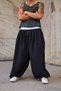 Men's Loose Shalwar Trousers with Elastic Waist and Button Detail on the Leg - 5