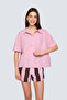 Women's Cotton Pajama Top - Pink & Ganache - 5