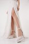 Women's White 10 cm Thin Heeled White Pearl Embroidered Pointed Toe Transparent Model Pointed Toe 2cm Platform Heeled Wedding Engagement Promise Bridal Shoes - 2