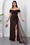 Strapless Neckline Slit Lace Dress Drp7005 - 5