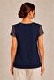 Women's Lace Collar Half Sleeve Sporty Stylish Curve Plus Size Viscose Blouse - 5