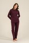Women's Plum Solid Color Pajama Set, Combed Cotton Modal Pajama Set with Pockets, 50% Cotton 50% Modal - 2