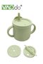 2-in-1 Baby Sippy Cup Easy to Hold Children's Straw Cup Silicone Baby Snack Cup Food Street Material Green