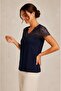 Women's Lace Collar Half Sleeve Sporty Stylish Curve Plus Size Viscose Blouse - 4