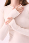 Crep Women's Viscose Fabric Crew Neck Long Sleeve Snap Fastener Bodysuit Ecru - 6