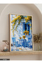 Blue Window with Yellow Flowers One-Piece Wooden Framed Painting - 3