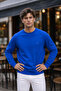 Men's Cobalt Blue Basic Crew Neck Relaxed Sweatshirt - 5