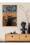 Black Cat Screaming One-Piece Wooden Framed Painting - 4