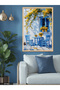 Blue Window with Yellow Flowers One-Piece Wooden Framed Painting - 4