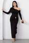 One-Shoulder Long Sleeve Sandy Dress K-262717 - 4