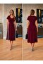 Women's short sleeve v-neck midi dress with side stripe detail in viscose two-thread fabric.
