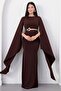 Crew Neck Sleeves Shawl Detail Buckle Dress K-262684 - 7