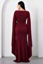 Crew Neck Sleeves Shawl Detail Buckle Dress K-262684 - 8