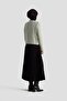 Crew Neck Buttoned Pocketed Lined Jacket and Pleated Skirt Set 26Kt619 - 7