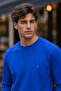 Men's Cobalt Blue Basic Crew Neck Relaxed Sweatshirt - 2