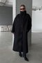 Mng Model Black Long Lined Premium Quality Non-Pilling Comfortable Fit Women's Cashmere Coat - 2
