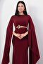 Crew Neck Sleeves Shawl Detail Buckle Dress K-262684 - 2