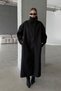 Mng Model Black Long Lined Premium Quality Non-Pilling Comfortable Fit Women's Cashmere Coat