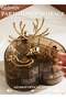 3 Layers Rotating Heart Shape Jewelry Organizer Box with Deer Decor Clear Acrylic Waterproof and Dustproof Jewelry Display Case with Cover Jewelry Tray Case for Rings, Earrings, Bracelets - 2
