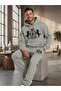 Unisex Royal Oversize Hooded Tracksuit Set Loose Fit