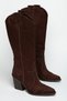 Women's Cowboy Boots - Pointed Toe Contrast Stitching Detailed Thick Heeled Faux Leather