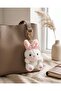 Women White Bunny Bag Charm With Pink Bow