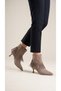 Women's Suede Textured Tasseled Studded Detailed Pointed Toe Thin Short Heeled Stylish Bootie Boots