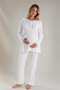 Women's Ecru Lace Detailed Cotton Viscose Maternity Pajama Dressing Gown Set - 2
