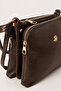 Women's Brown 3-Compartment Soft Textured Leather Shoulder and Crossbody Bag with Gold Accessories and Adjustable Strap - 4