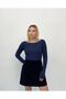 Velvet Zippered High Waist Mini Skirt - Navy Blue - 4