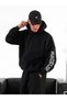Unisex Women's and Men's Oversized 3-Yarn Hooded Sweatshirt and Baggy Sweatpants with Printed Sleeves and Legs - 4